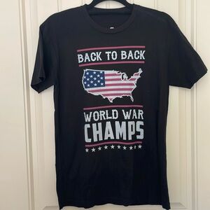 Black Patriotic Tshirt, S, Back to Back WW Champs Funny Novelty Flag July 4th